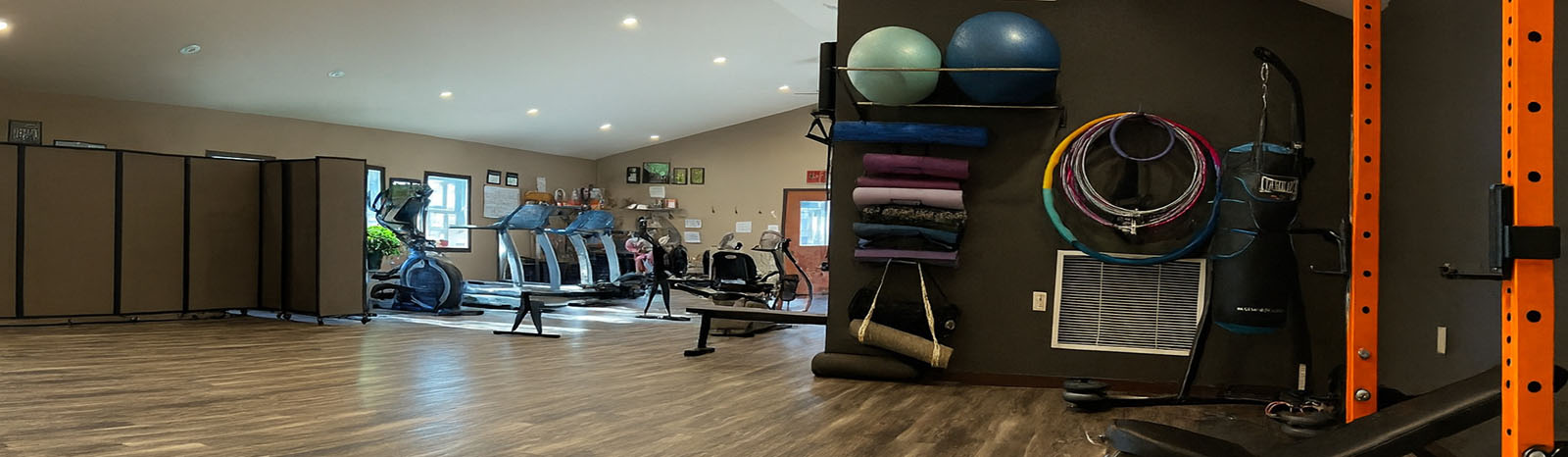 panoramic picture of cozy massage room