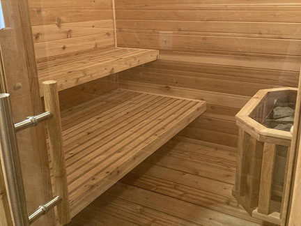 Photo of inside of a sauna